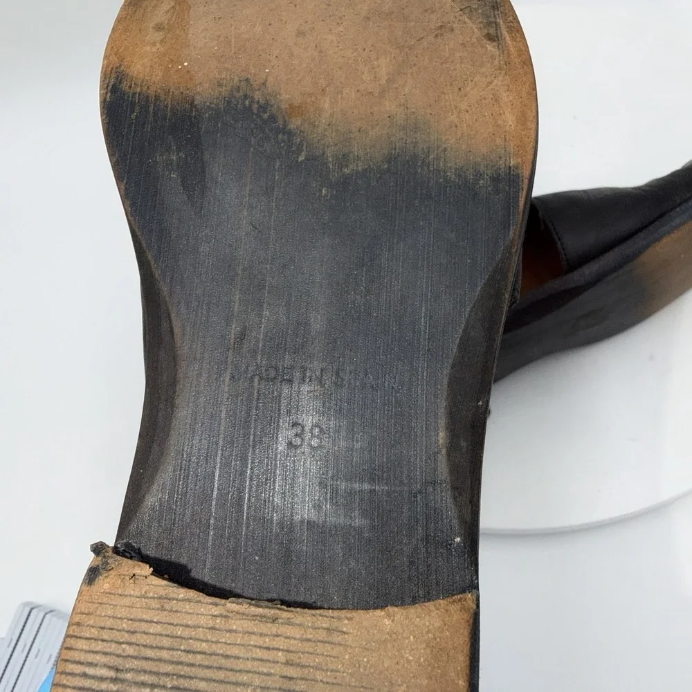 Free People Black Leather Royale D'Orsay Pointed Toe Flats Women Sz 38EU/7.5M US